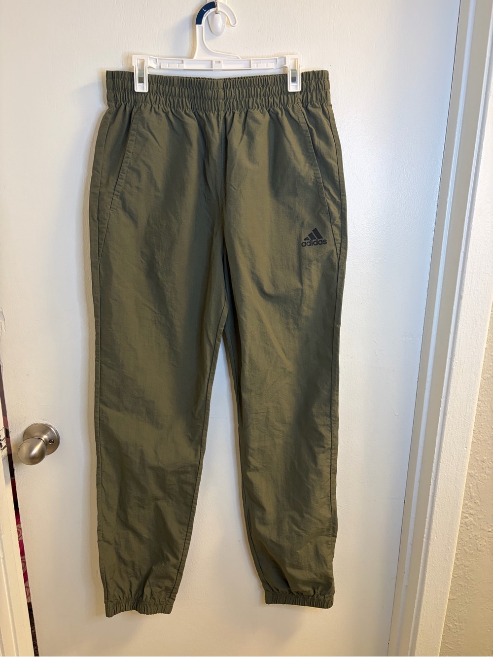 Adidas Youth XL 14/16 Olive Green Nylon Jogger Pants Kids Windbreaker